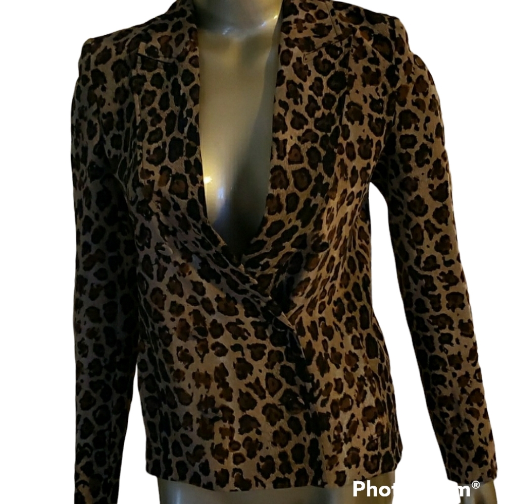 Camilla and Marc Silk Flame Blazer Leopard Animal Print Size 2